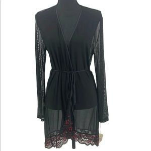 In Bloom by Jonquil Women's Nightingale Wrapper Sheer Robe Black & Red Large